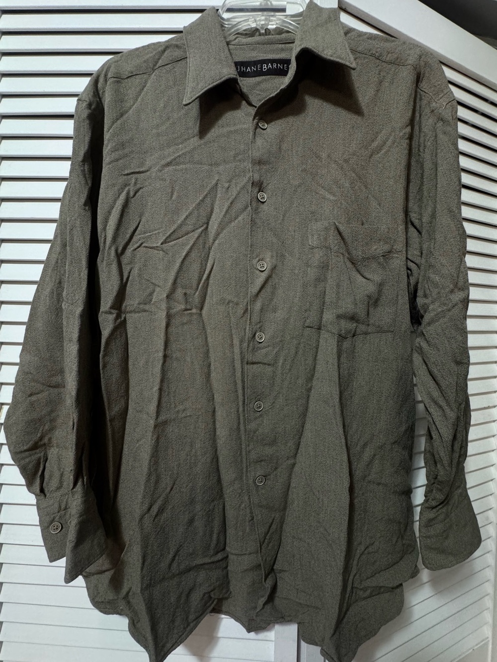 Jhane Barnes Olive-Tone Long Sleeve Dress Shirt